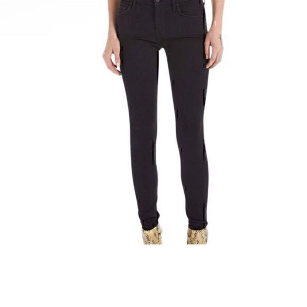 MOTHER The Looker Crop Skinny Jeans Black Denim Women's Size 25 Five-Pocket - Picture 1 of 11